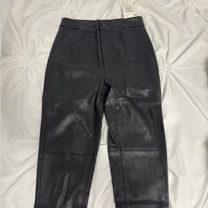 Zara High-Rise Black Faux Leather Pants